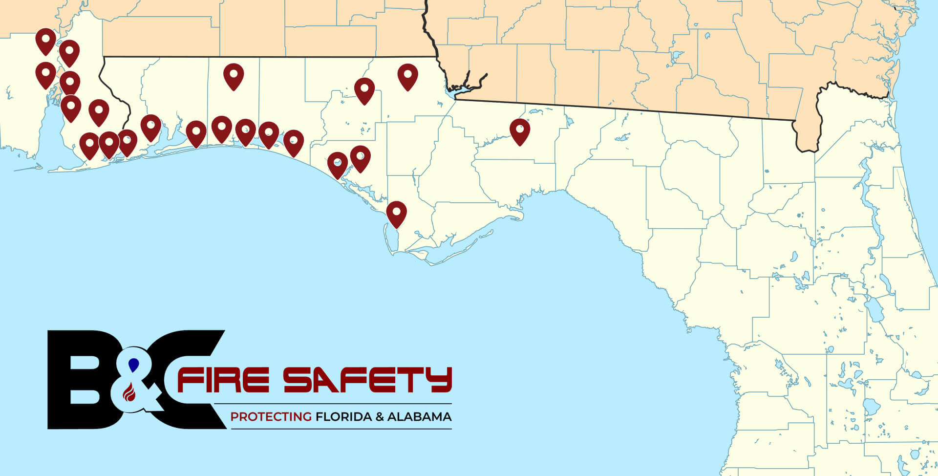Northwest Florida and Coastal Alabama Service Area Map