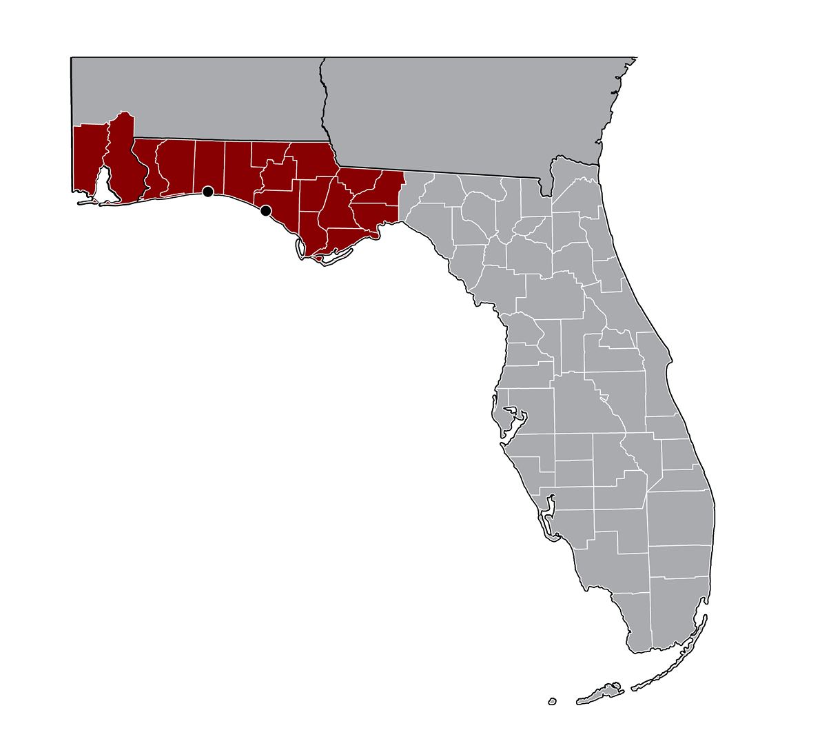 Florida-Alabama Service Area map
